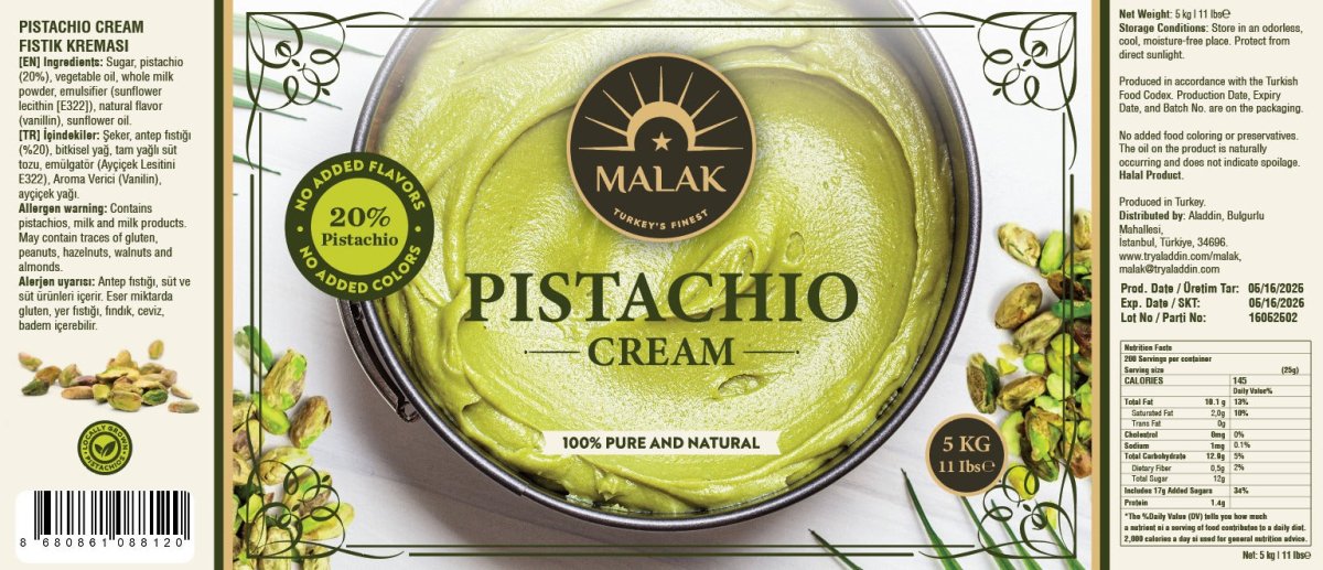 Malak Pistachio Cream with 20% Pistachio - TryAladdin