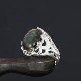 Tesbihevim | Men's Silver Ring with Labradorite Stone - TryAladdin