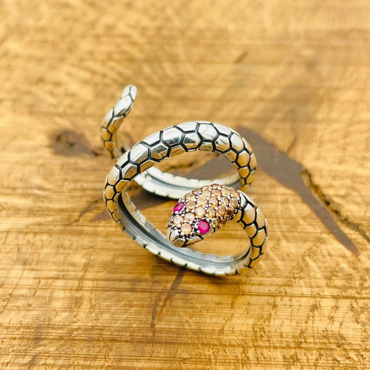 Adjustable Citrine Snake Ring - TryAladdin