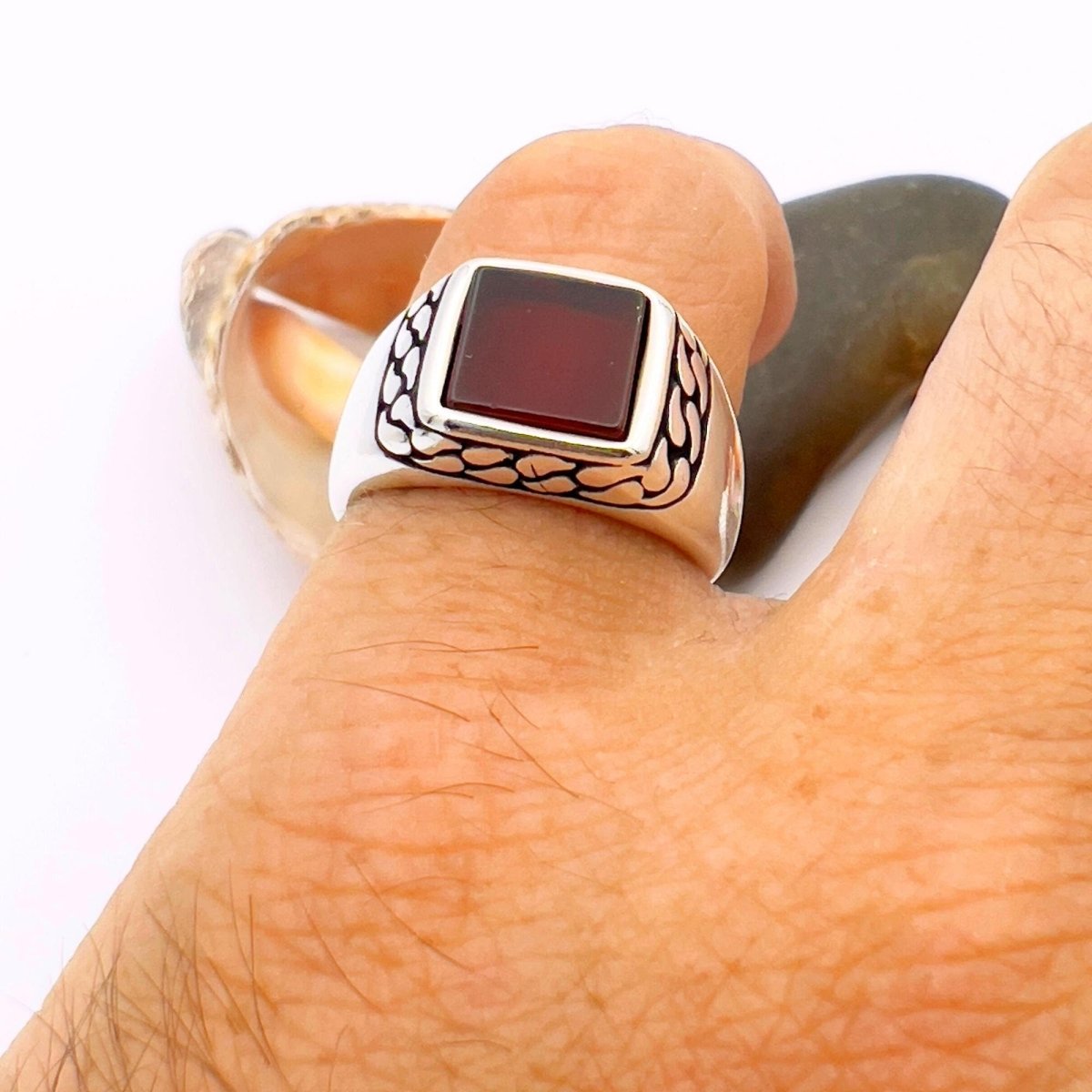 Agate Stone Ring Men - TryAladdin