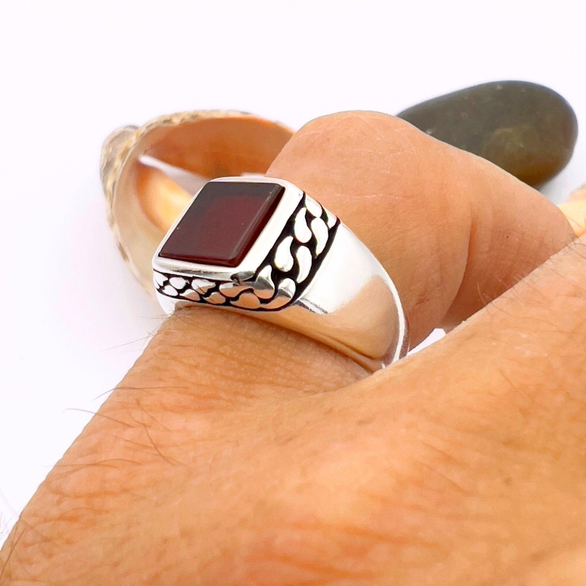 Agate Stone Ring Men - TryAladdin