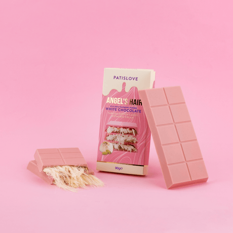Angel's Hair White Chocolate With Dried Raspberry Powder Turkish Cotton Candy With Pistachio Cream - 90G - TryAladdin