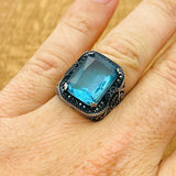 Aquamarine Square Ring - TryAladdin