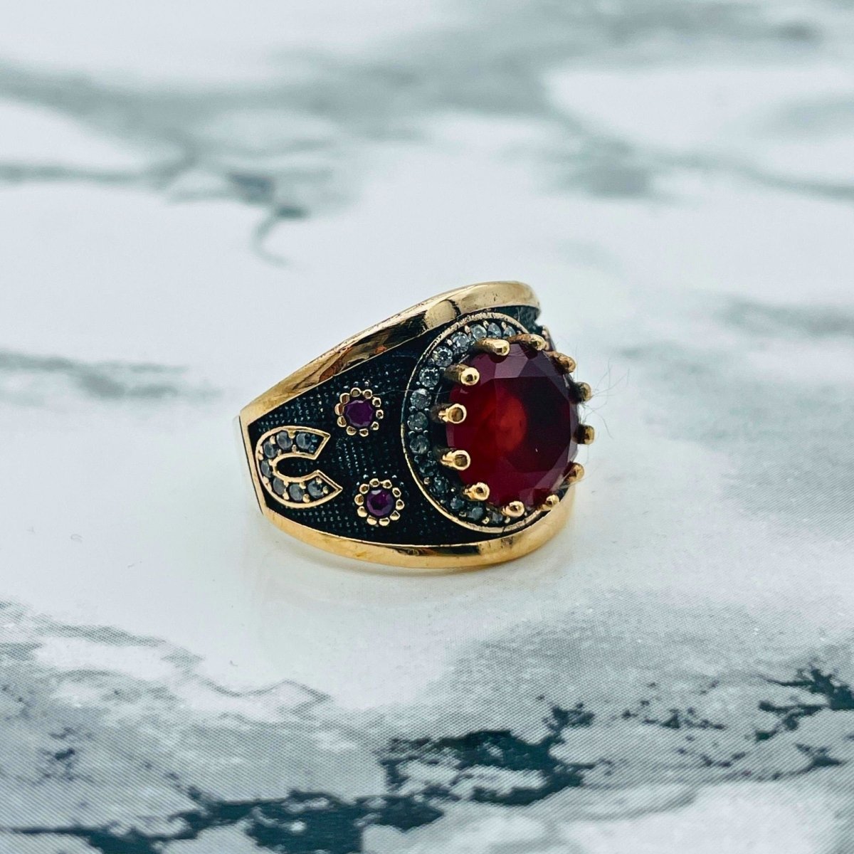 Istanbul Jewelry | Ruby Turkish Design Ottoman Handmade Silver Ring - TryAladdin