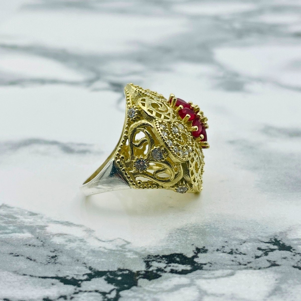 Istanbul Jewelry | Ruby Turkish Design Vintage Handmade Silver Ring - TryAladdin