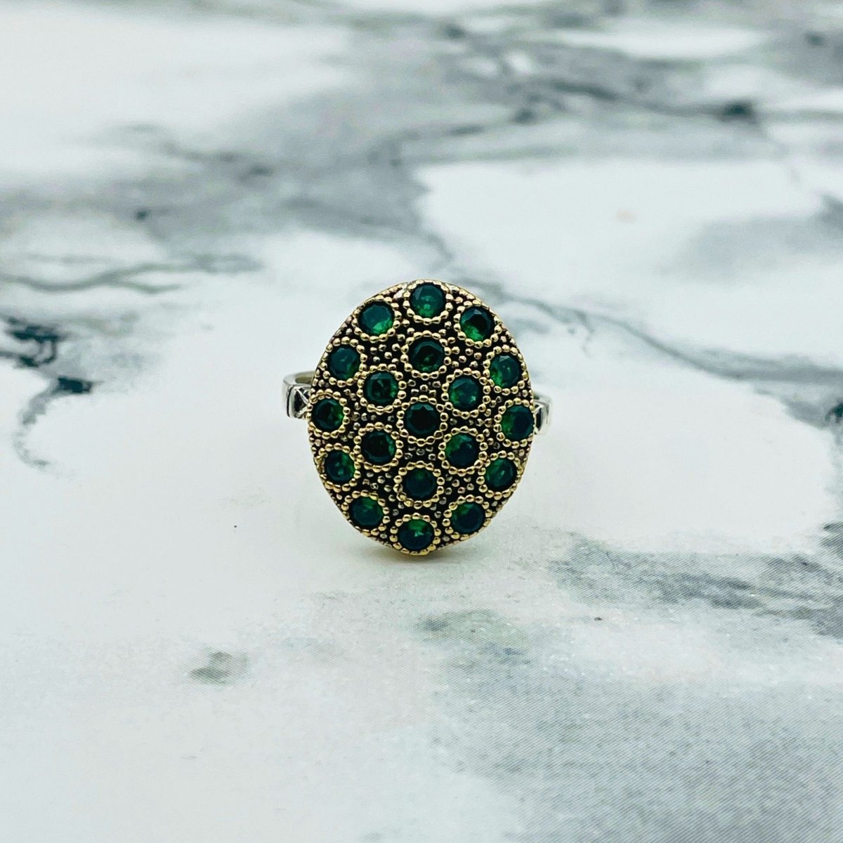 Istanbul Jewelry | Emerald Ottoman Style Handmade Silver Ring - TryAladdin