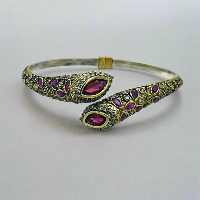 Istanbul Jewelry | Handmade Ruby Stone Ottoman Silver Bracelet - TryAladdin