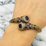 Istanbul Jewelry | Handmade Ruby Stone Ottoman Style Silver Bracelet - TryAladdin