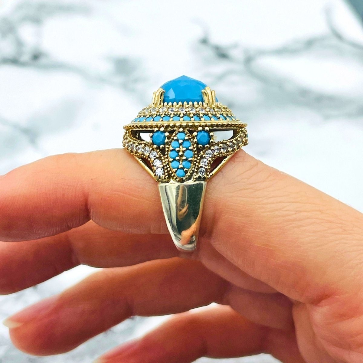 Istanbul Jewelry | Turquoise Ottoman Style Handmade Silver Set - TryAladdin