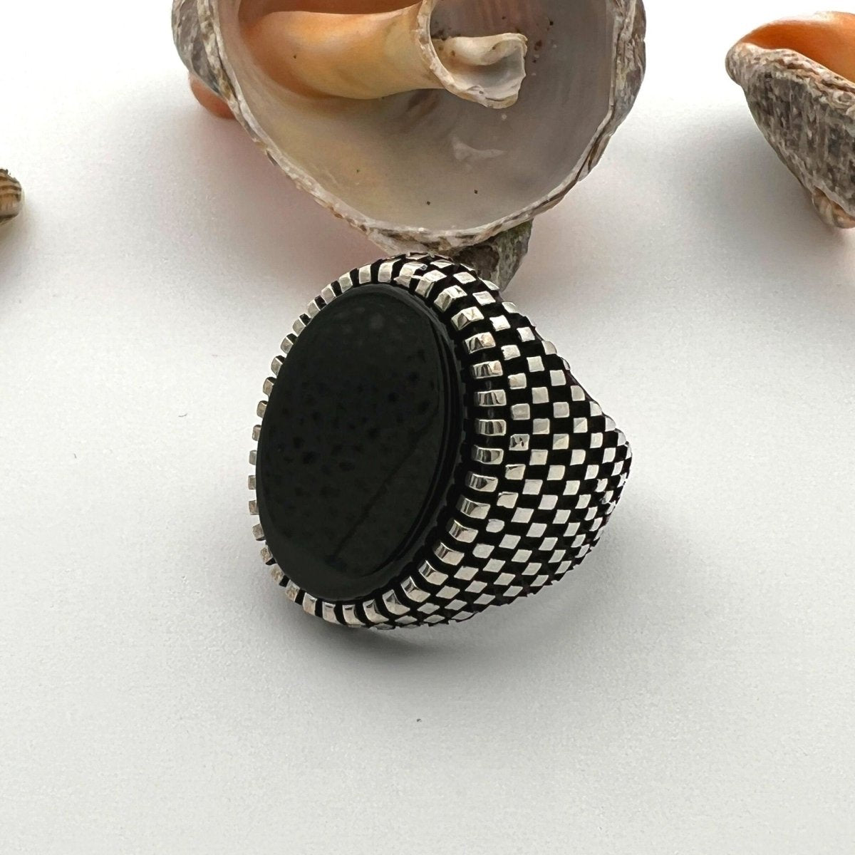 Black Onyx Men's Silver Ring - TryAladdin