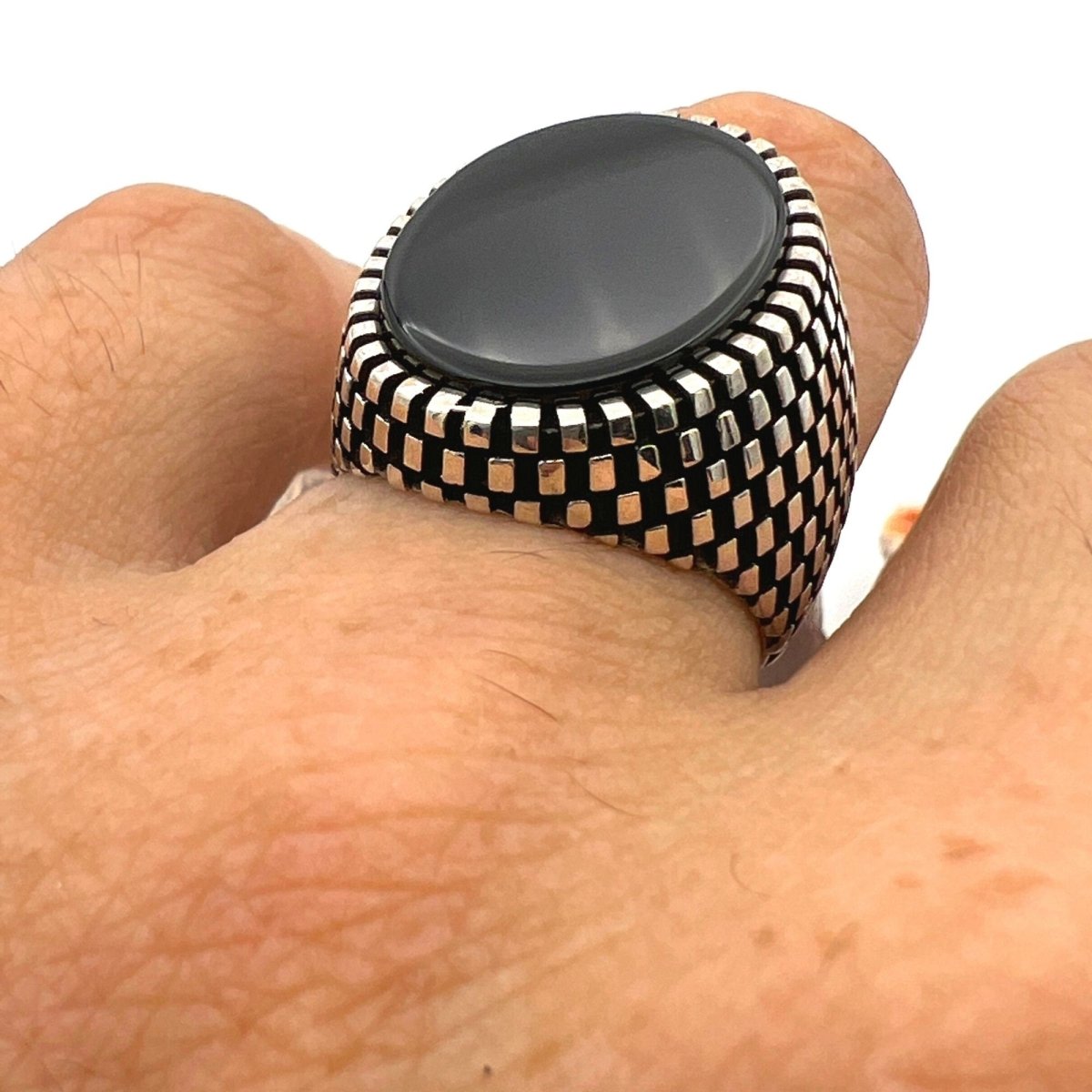 Black Onyx Men's Silver Ring - TryAladdin