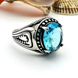 Blue Aquamarine Stone Men's Ring - TryAladdin