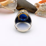 Blue Oval Sapphire Stone Men's Ring - TryAladdin