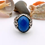 Blue Sapphire Double Headed Eagle Men's Ring - TryAladdin