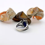 Blue Sapphire Stone Silver Ring - TryAladdin