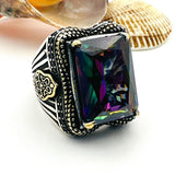 Blue Tourmaline Stone Men's Ring - TryAladdin