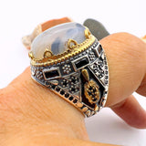 Brown Topaz Agate Stone Men's Ring - TryAladdin