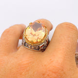 Champagne Citrine Stone Silver Ring - TryAladdin