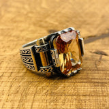 Citrine Silver Men's Ring - TryAladdin