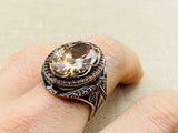 Citrine Stone Silver Men's and Women's Ring - TryAladdin