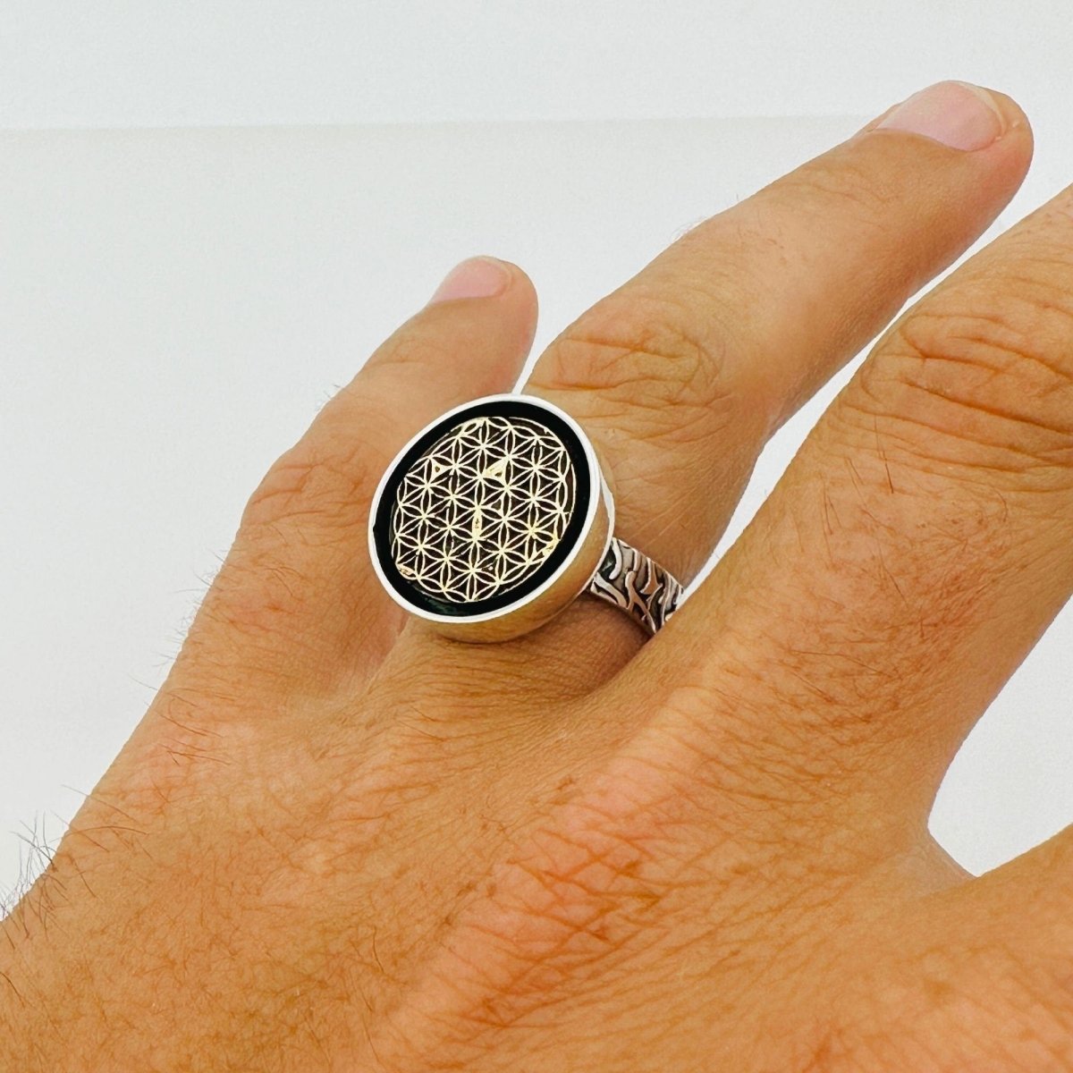 Flower Of Life Signet Silver Ring - TryAladdin