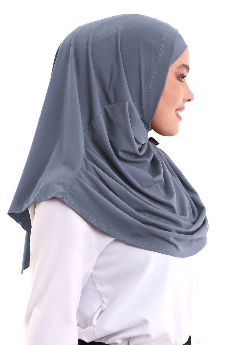 Gray Adult Bonnet Hijab Ready to Wear Practical Scarf - TryAladdin