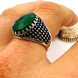 Green Emerald Oval Stone Men's Ring - TryAladdin