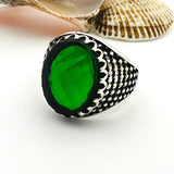 Green Emerald Oval Stone Men's Ring - TryAladdin