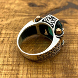 Green Tourmaline Stone Silver Men's Ring - TryAladdin