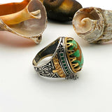 Green Turquoise Oval Stone Men's Ring - TryAladdin