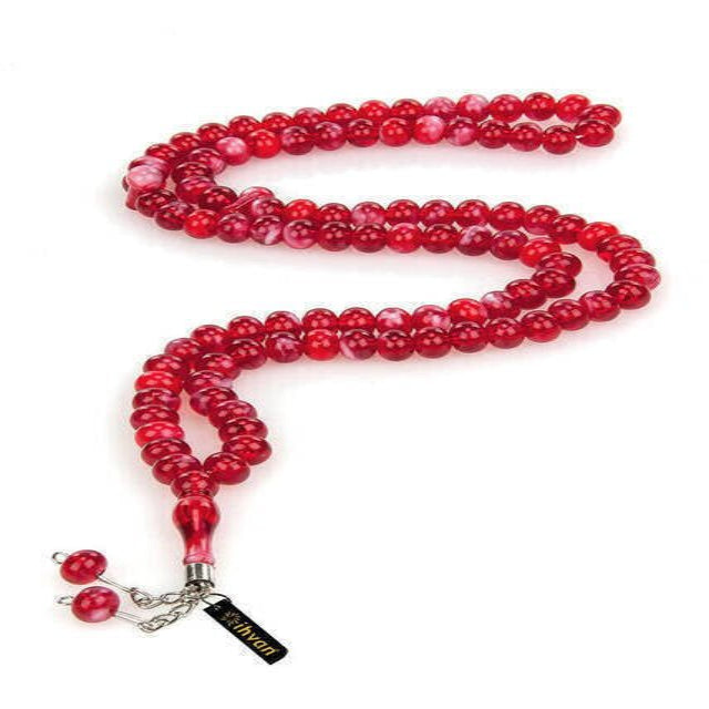 Hajj Umrah Gift Tasbih, 99 Beads 8mm (10 Pieces ) - Red - TryAladdin