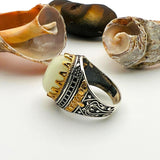 Handmade Cat's Eye Stone Men's Silver Ring - TryAladdin