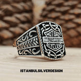 Harley Davidson Inspired Sterling Silver Biker Ring - TryAladdin