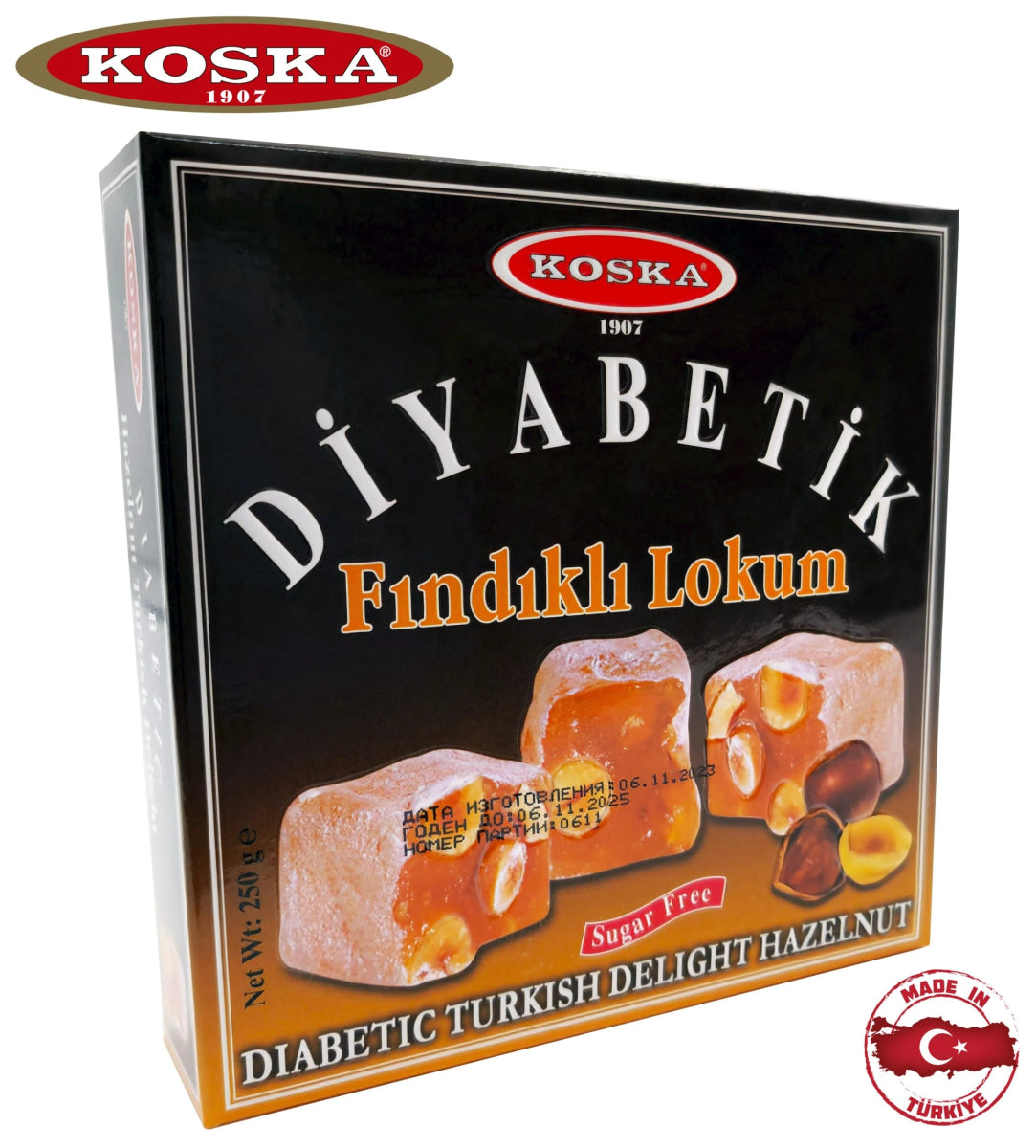 Koska | Sugar - Free, Diabetic Turkish Delight with Whole Hazelnuts - TryAladdin