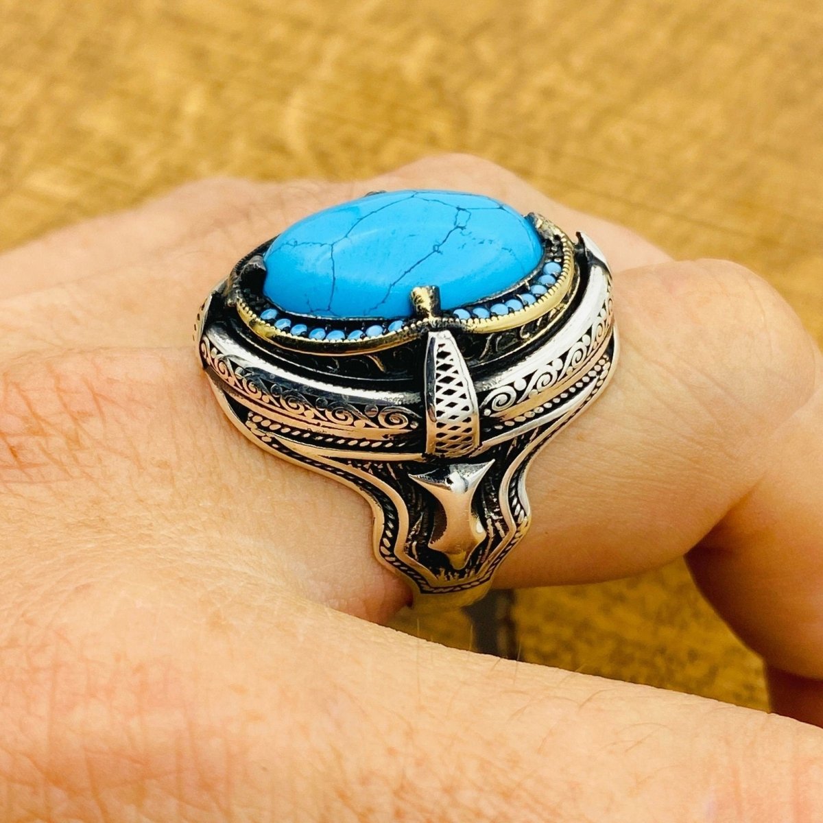 Men Natural Turquoise Ring - TryAladdin