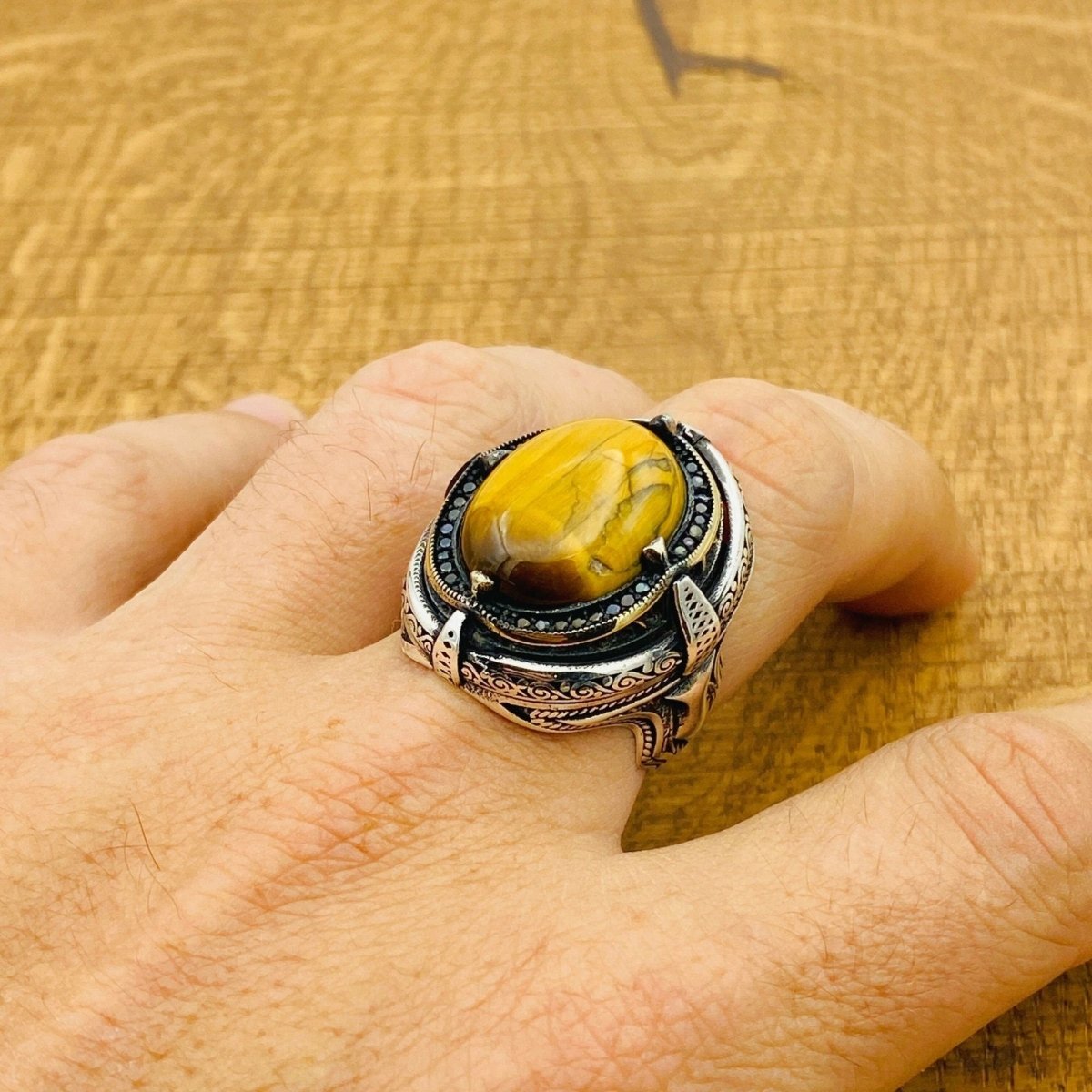 Men Tiger's Eye Stone Ring - TryAladdin