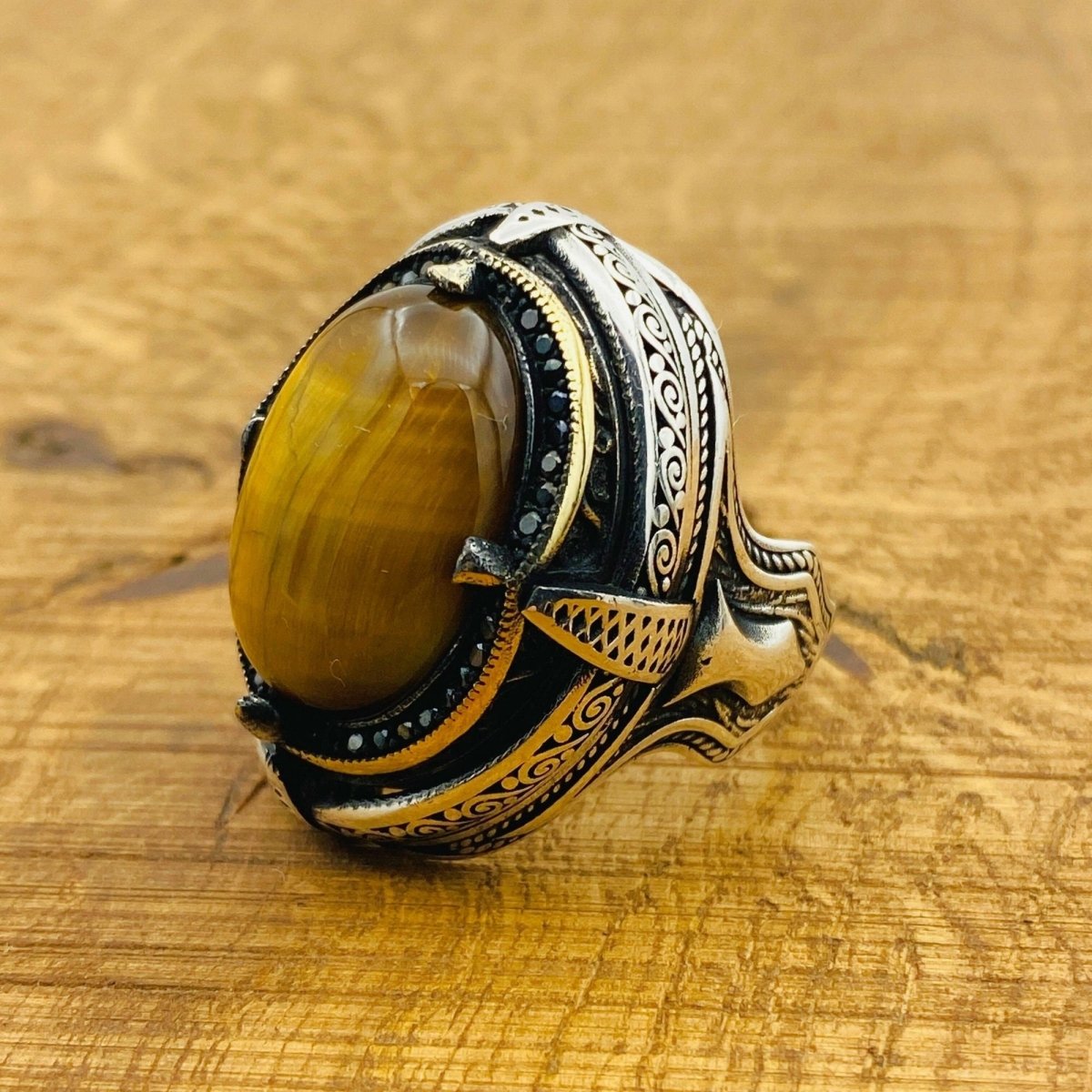 Men Tiger's Eye Stone Ring - TryAladdin