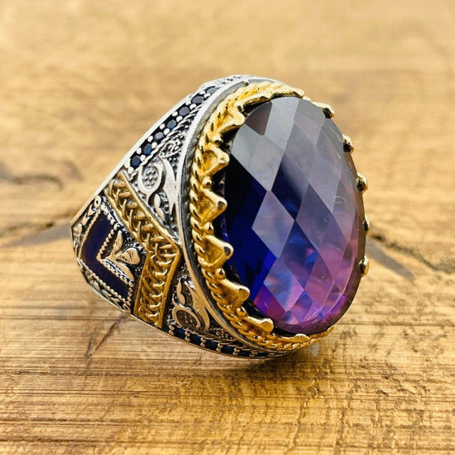 Men’s Amethyst Oval Ring - TryAladdin