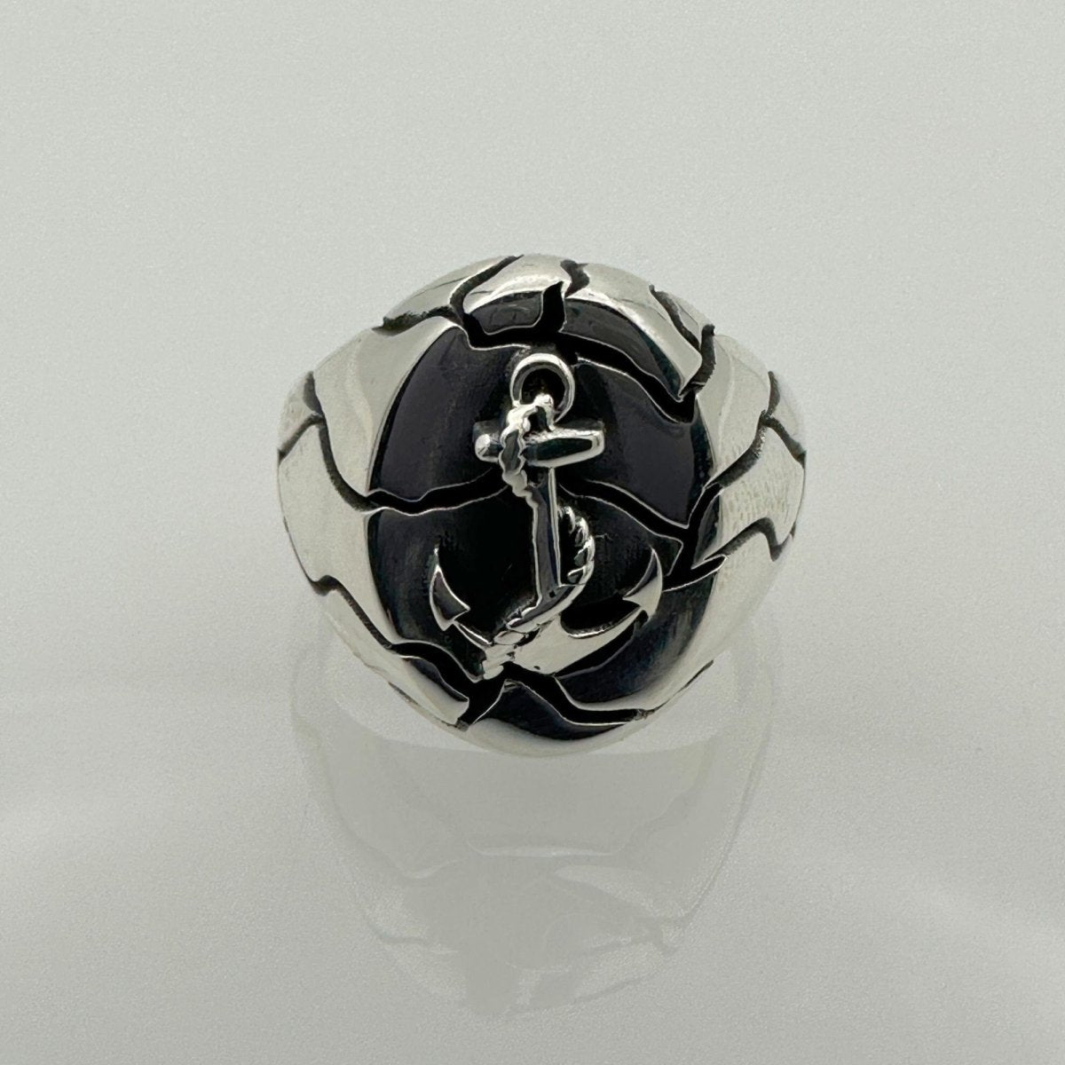 Men's Anchor Design Silver Ring - TryAladdin