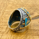 Men’s Aquamarine Oval Ring - TryAladdin