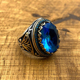 Men's Aquamarine Silver Ring - TryAladdin