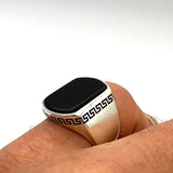 Men's Black Onyx Silver Ring - TryAladdin