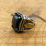 Men's Black Onyx Square Ring - TryAladdin