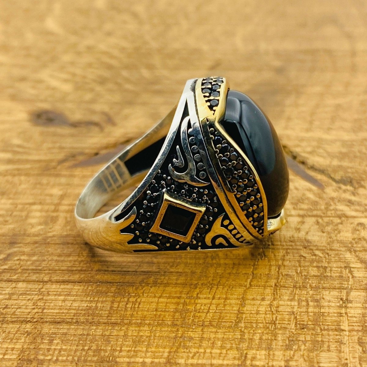 Men's Black Onyx Sterling Silver Ring - TryAladdin