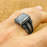 Men's Black Zircon Silver Ring - TryAladdin