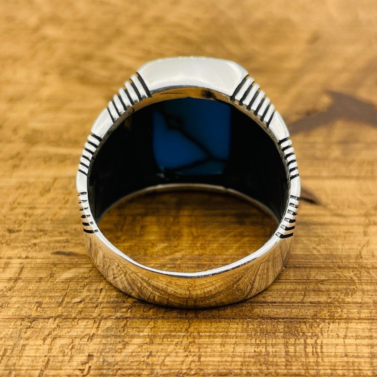 Men's Blue Turquoise Square Ring - TryAladdin