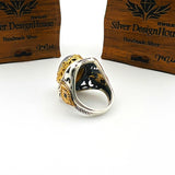 Men's Brown Topaz Agate Stone Silver Ring - TryAladdin