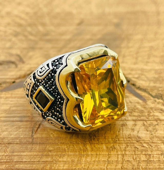 Men's Citrine Stone Ring - TryAladdin