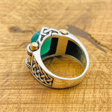 Men’s Green Agate Square Ring - TryAladdin