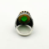 Men's Green Emerald Silver Ring - TryAladdin